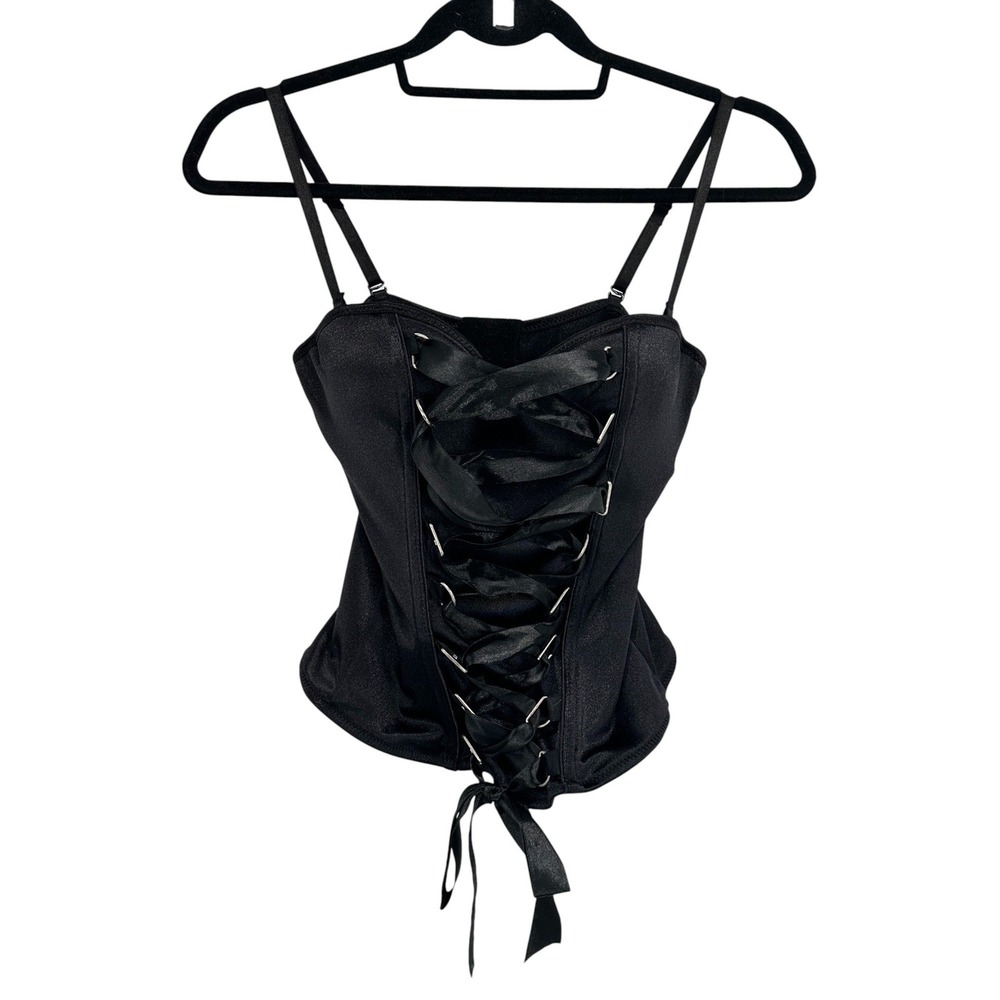 Black Corset Bustier Medium Adult Lace Up Boning Spirit Halloween